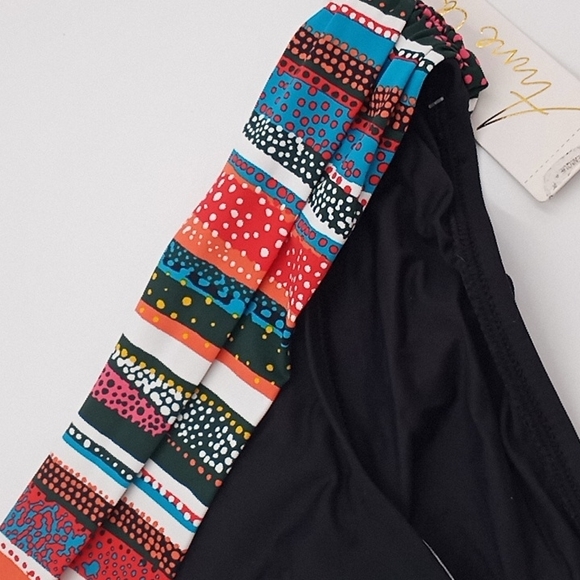 Anne Cole Marilyn Halter Neck Top and Shirred Band Hipster Sand Stripe‎ XS - Picture 11 of 16